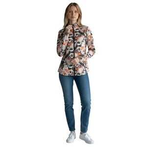 Tribal Sport Zip Front Athletic Coral Dust Print Too UPF 50 Size M NWT